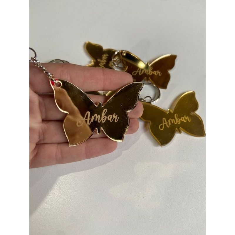 Gantungan Kunci Kupu-kupu Akrilik | Gantungan Kunci Akrilik Miror | Gantungan Kunci akrilik Cermin