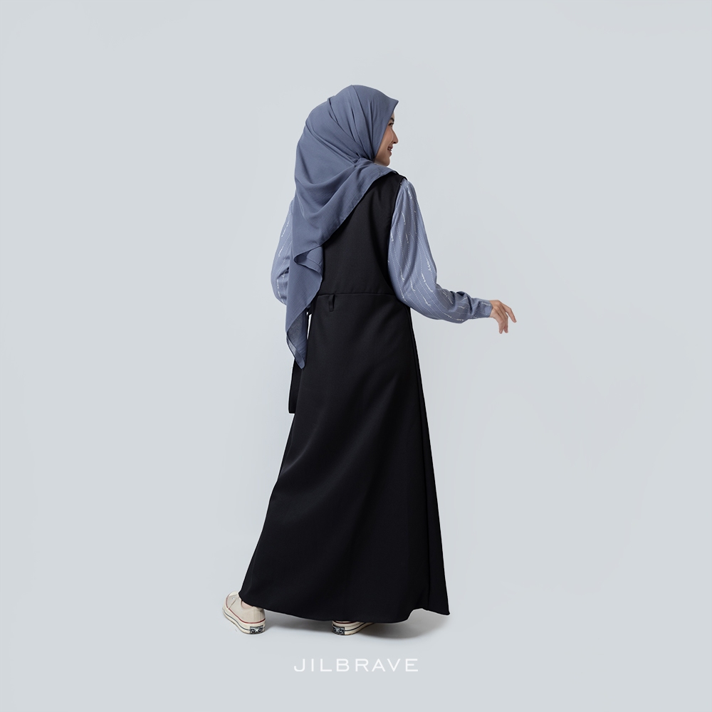 JILBRAVE Maggie Overall Gamis Casual Lebaran Inner Rayon Motif Monogram Premium Raya Collection-2