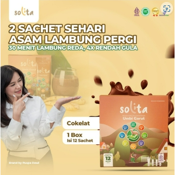 

SOLITA Minuman Serbuk Umbi Garut Isi 12 Sachet Rasa Coklat untuk Atasi Asam Lambung, Maag, dan GERD