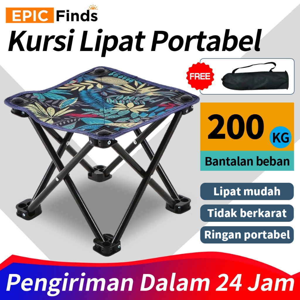 Epic Finds Kursi Lipat Outdoor Portable bangku datar outdoor kecil Kursi Lipat Mancing Mini Tanpa Sa