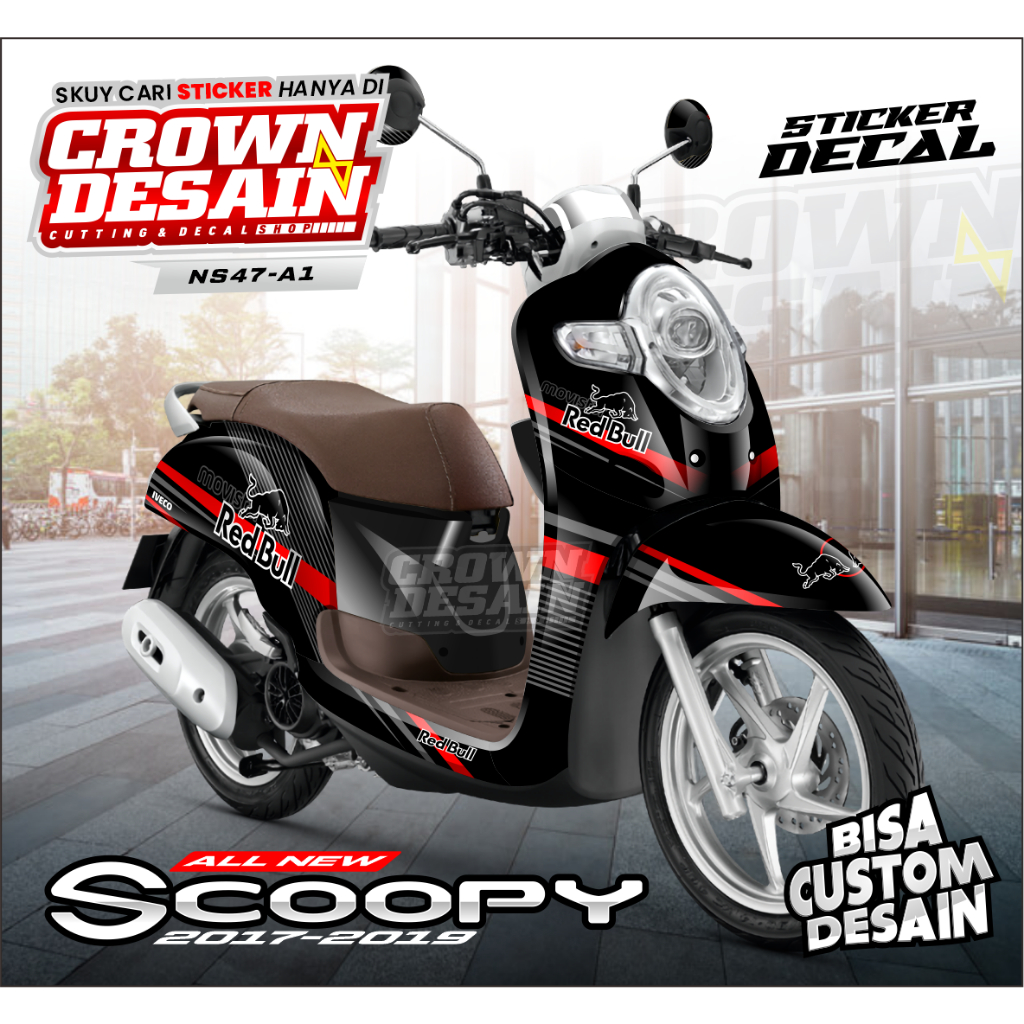 Decal sticker scoopy full body FI scopy dekal stiker 2020 variasi scoopy new - Hitam - KODE NS
