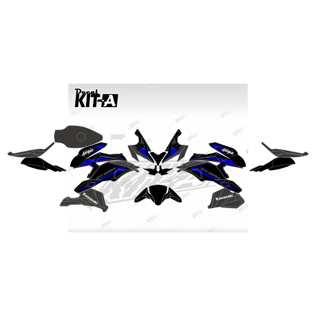 Decal Ninja ZX25R Decal Stiker Ninja Zx25r Full Body Hitam List Hijau Stabilo