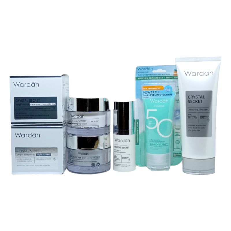 WARDAH CRYSTAL SECRET PAKET BASIC KOMPLIT + SKINCARE FLEK HITAM GLOWING