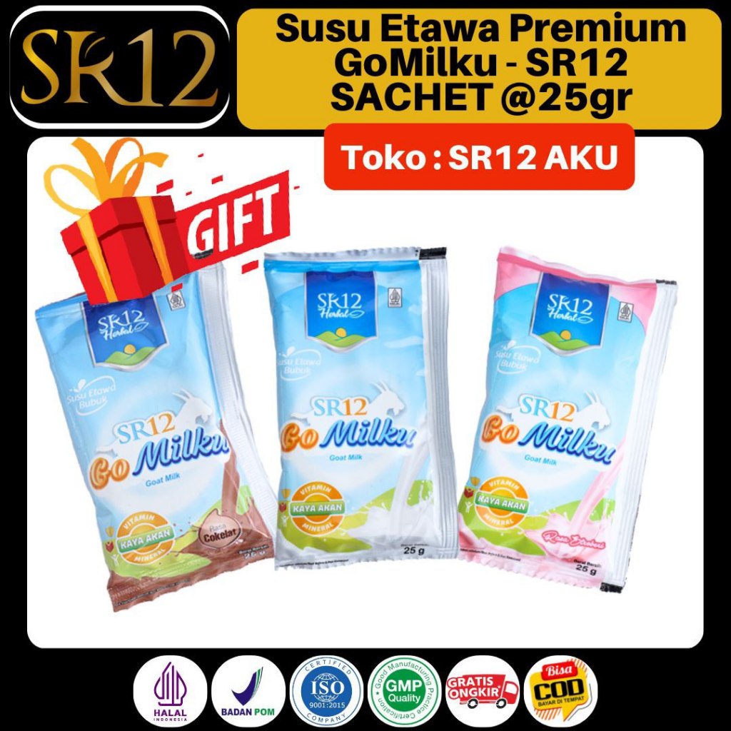 

SR12 GOMILKU SACHET 25gr SUSU KAMBING ETAWA PREMIUM KANDUNGAN DAUN KELOR MADU EKSTRAK IKAN GABUS DISTRIBUTOR SR12 HERBAL SKINCARE HALAL BPOM READY