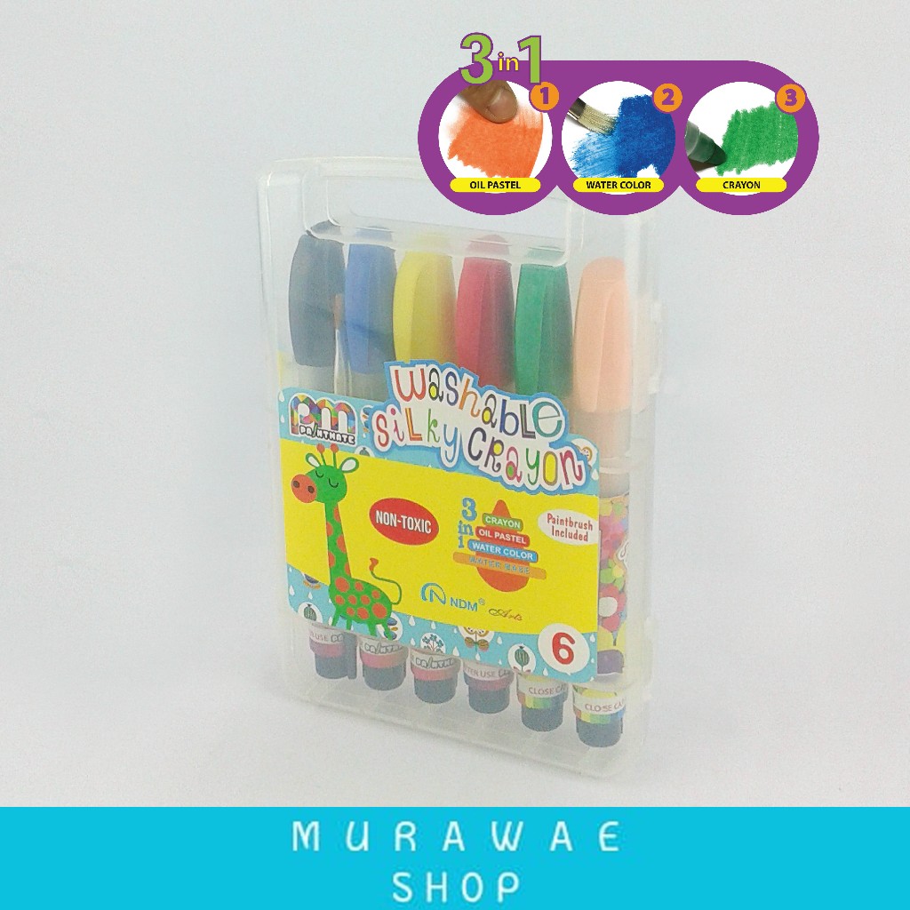 

Crayon anak lengkap/Silky Crayon Krayon Halus 6 warna /NDM Silky Crayon 6 Colors bonus kuas/Crayon putar/Crayon Set