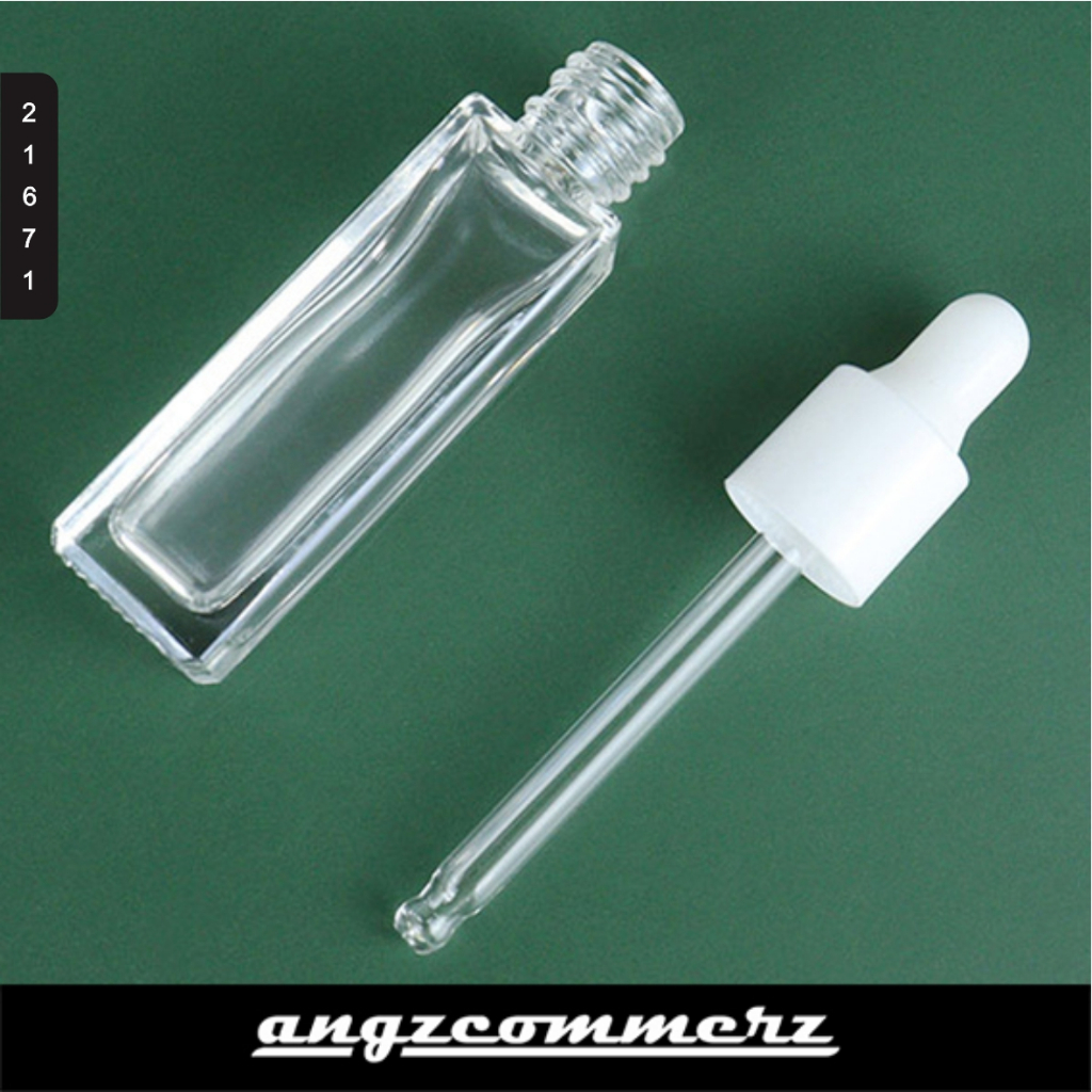 Botol Kaca Kotak Tetes Pipet Frosted Glass Bottle Tutup Putih 10 ml BDG