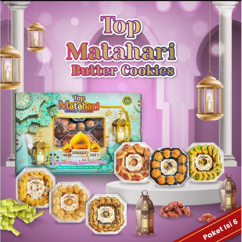 

KUE KERING TOP MATAHARI PREMIUM/ PAKET LEBARAN ISI 6 TOPLES/PAKET COOKIES EKONOMIS
