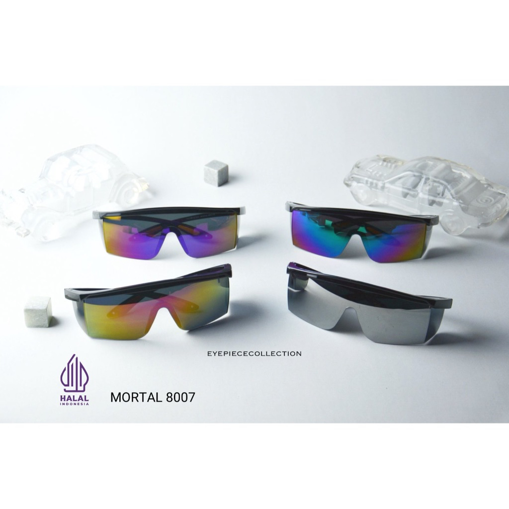 Kacamata Sunglass Sport Safety Fashion UV 400 Anti Pecah Debu APD PPE MORTAL 8007 GRATIS CASE DAN LA