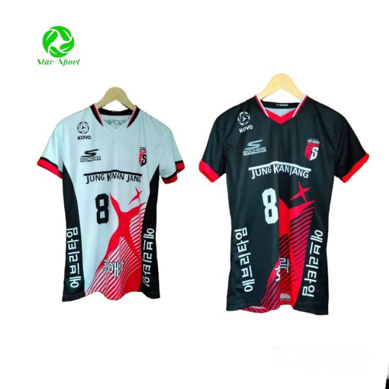 kaos voli Red spark baju voli printing pria dan wanita