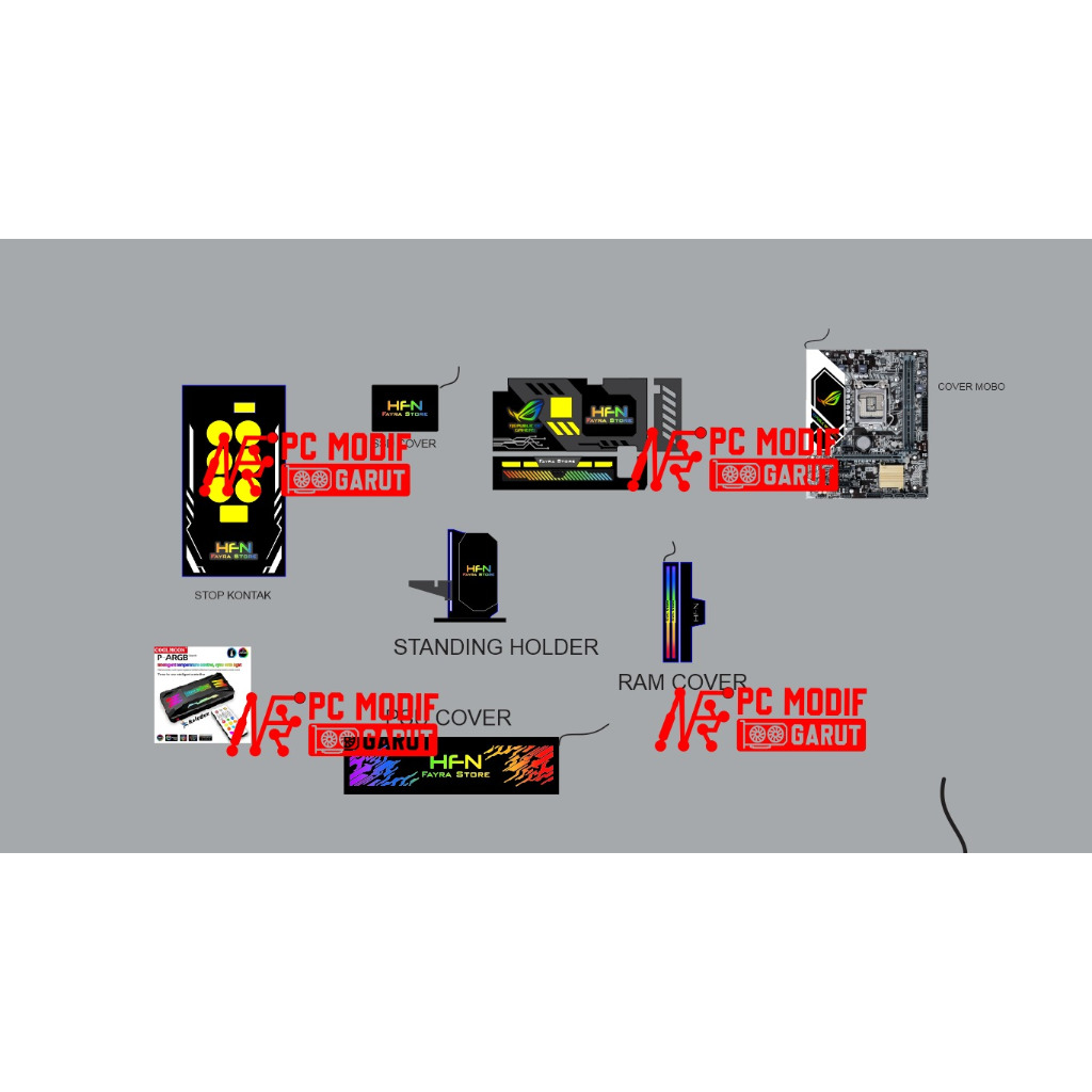 PAKET MODIF PLATE RGB CUSTOM GAMING PC ARGB SYNC FANHUB