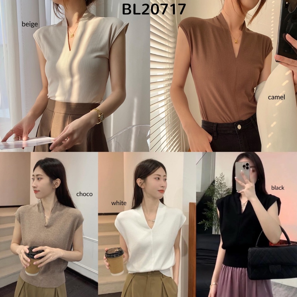 BL20717 Basic V Highneck Loose Knit Top / Atasan Rajut Halus Casual Wanita