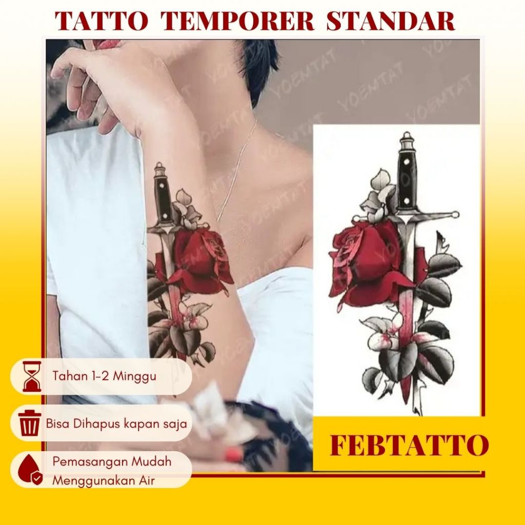 Tato Temporer Ukuran 21cmx11cm Tato Lengan Tato Dada Tato tangan Tato Kaki Tato Punggung Tato Jari  