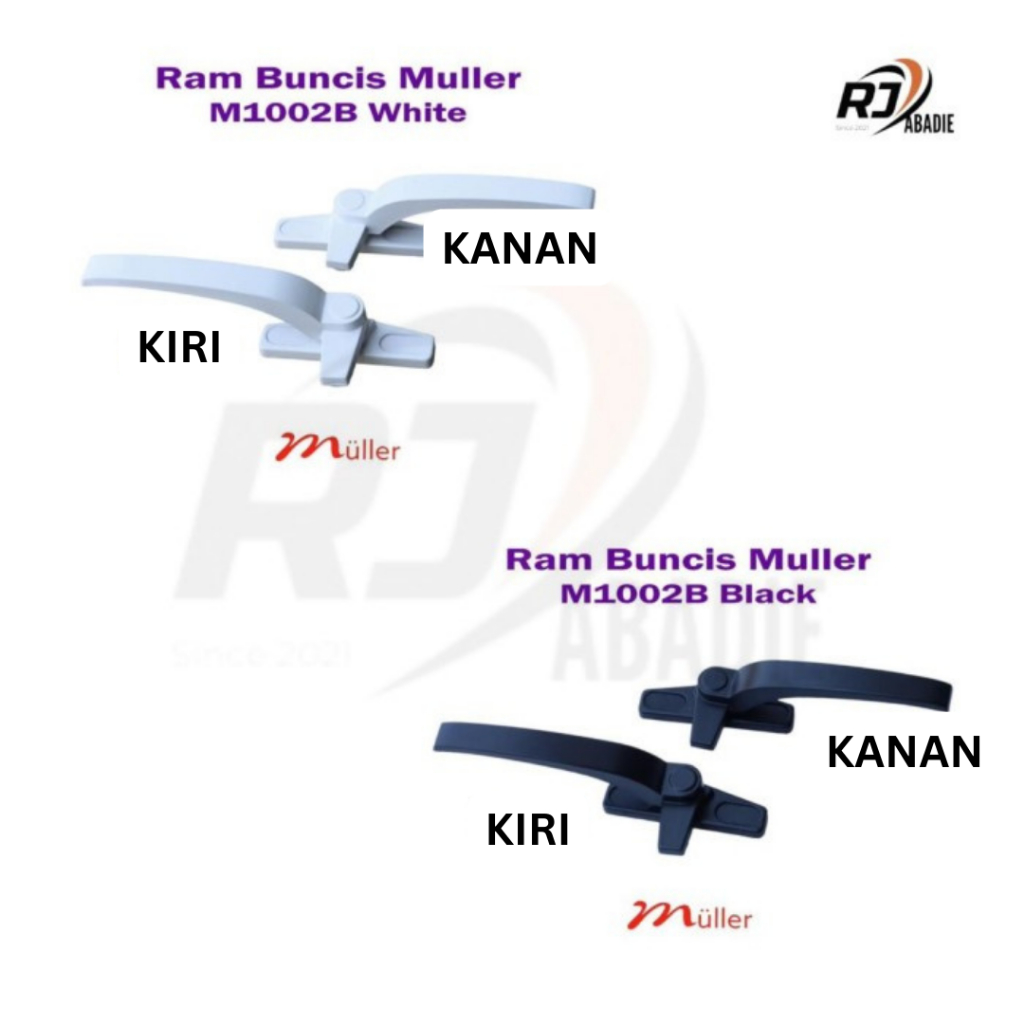 Kunci Jendela Grendel Rambuncis Aluminium Muller M1002B Kanan / Kiri White / Black