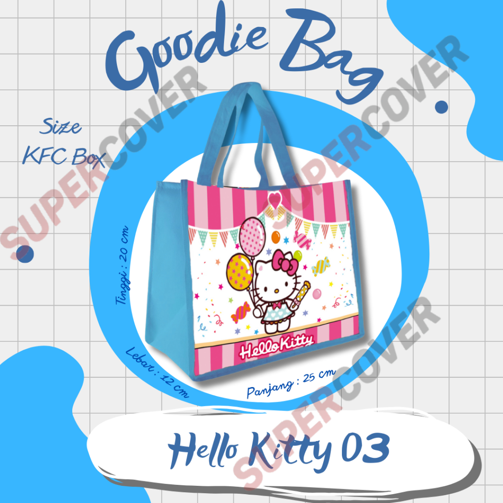 

Goodie Bag Gambar Kartun Hello Kitty 03 Warna Biru Muda Untuk Acara Ulang Tahun, Aqiqah, Sunatan Dan Lain lain.