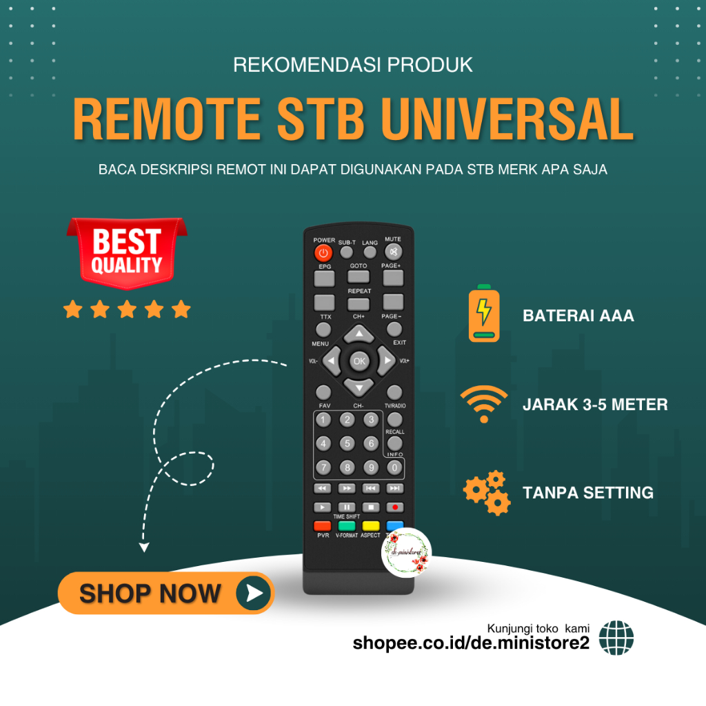 Remote STB Evercoss Finito Aoyama Luby Zyrex Pioline Universal Remot Kontrol Set Top Box TV Digital
