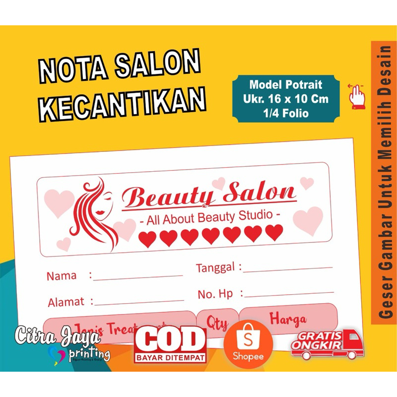 

[READYSTOCK] Nota Bon Beauty Studio / Salon Kecantikan | Buku Invoice Eyelash Extension Extention Hair Cut Haircut Sulam Alis Coloring Brow Hair Kwitansi Murah Cantik