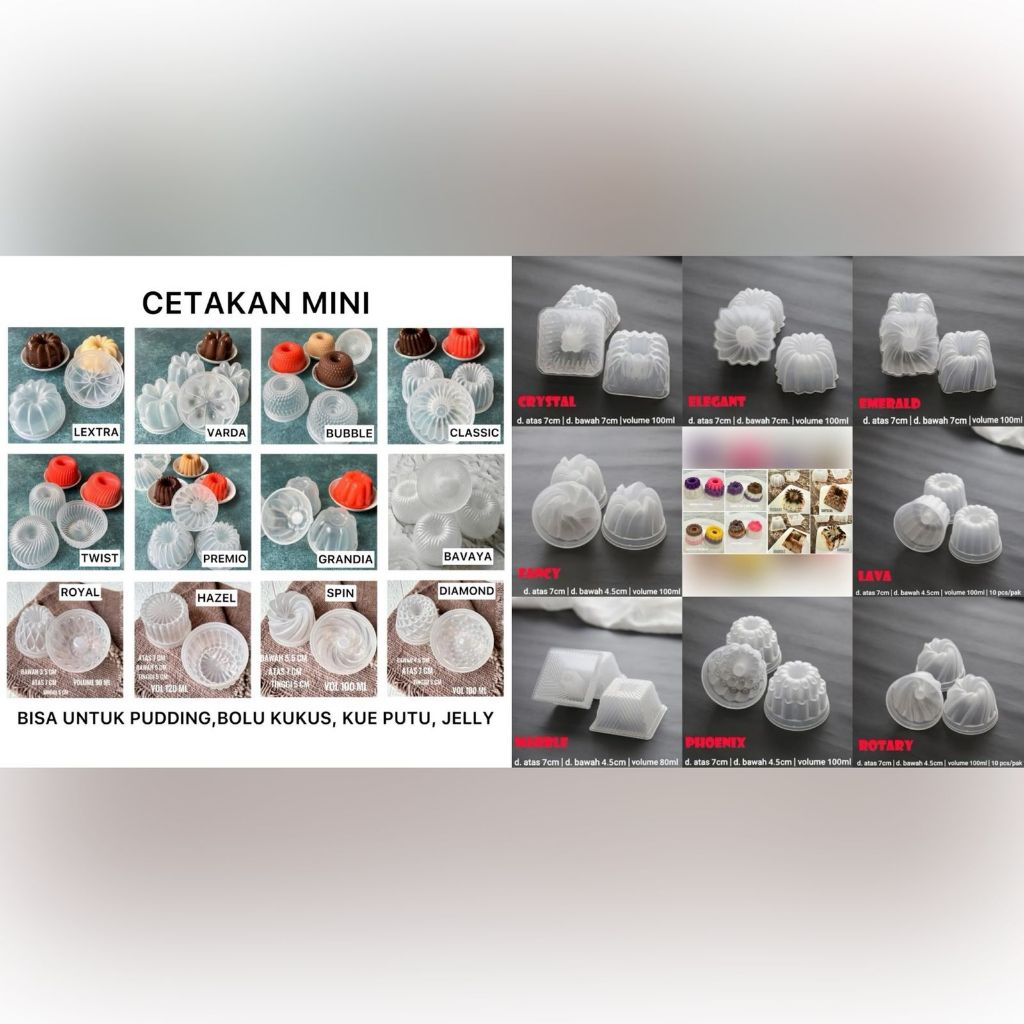 12 PCS Cetakan Puding Mini / Loyang Ager Mini Plastik / Cetakan Bolu Kukus Kue Putu Pudding Jelly