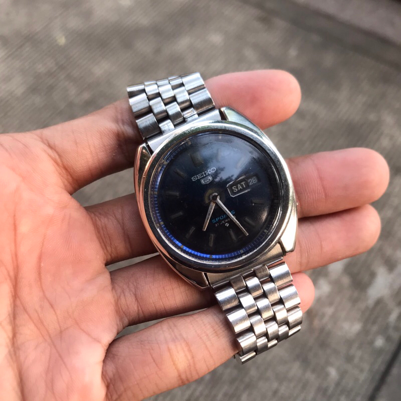 jam tangan Seiko 5 sport Vintage Dial Blue Biru