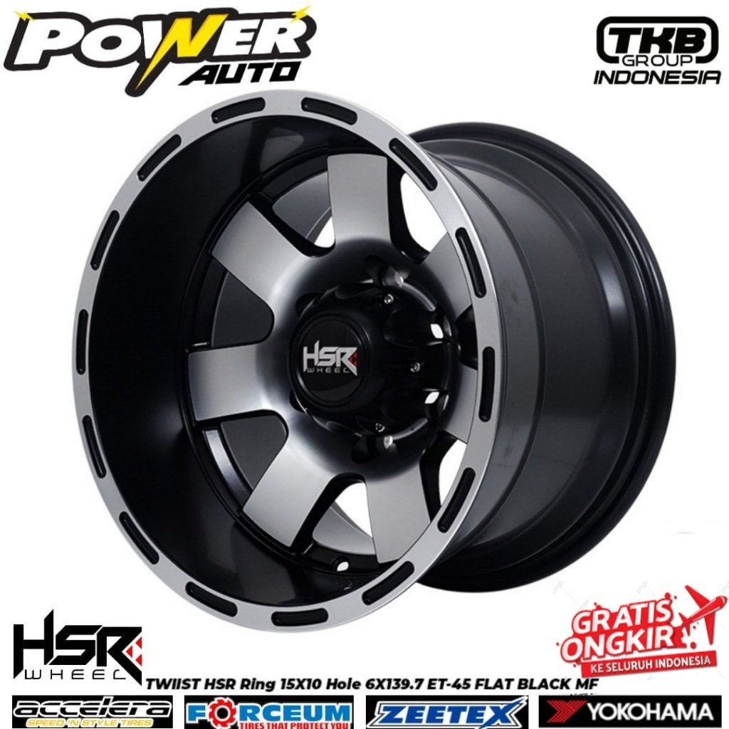 velg ring 15 Lebar 10inch merk hsr TWIIST Lobang 6 buat Hilux Blazer Strada