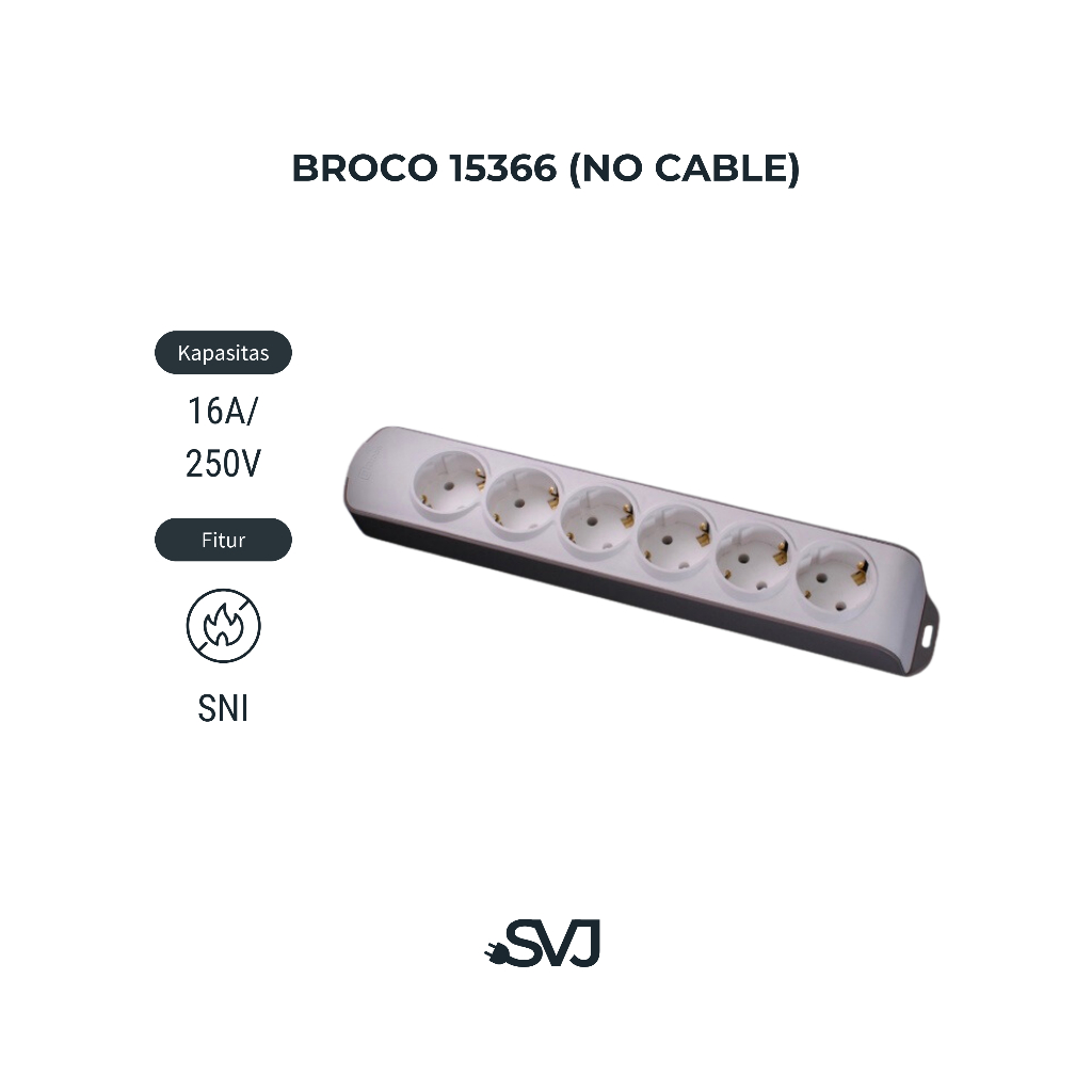 BROCO 15366 STOP KONTAK 6 LUBANG MIRING (NON CHILD PROTECTION)
