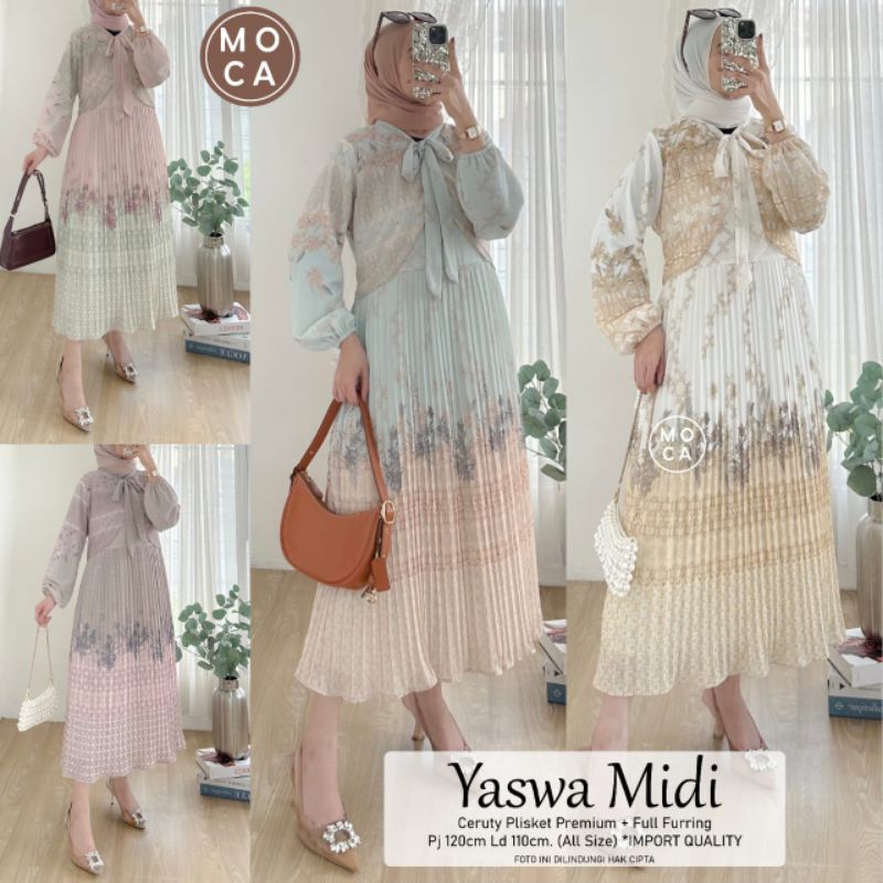 dress tunik wanita muslim yaswa midi