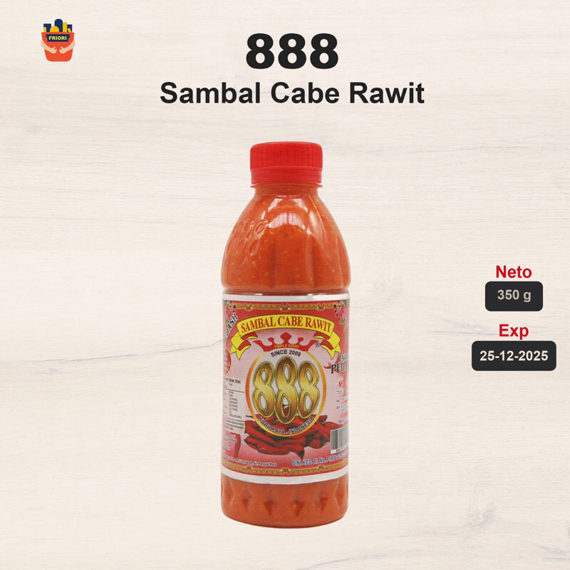 

888 Sambal Cabe Rawit Extra Pedas 350 ml - Chili Sauce Singkawang Bahan Saos