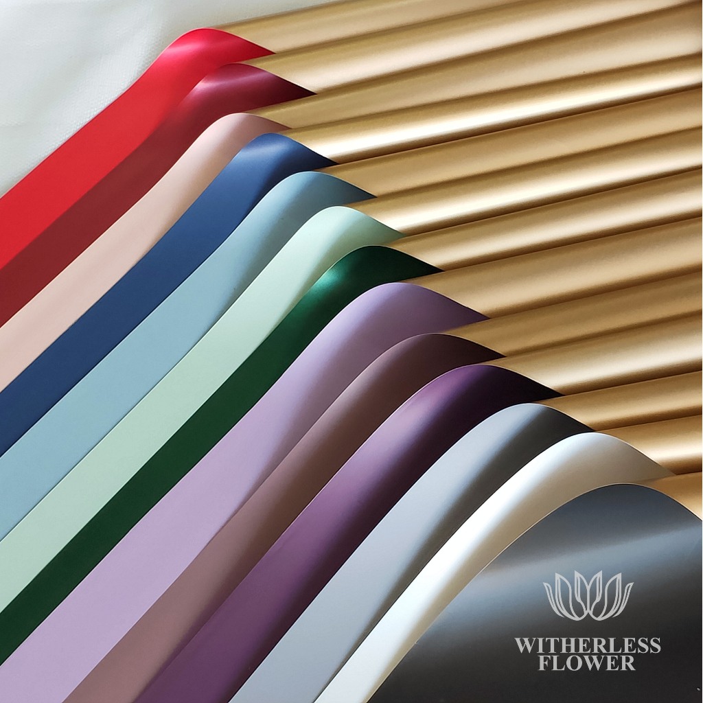 

[10 & 20 LEMBAR] Cellophane BiColor Gold Non-Transparent / Kertas Buket Bunga Florist Flower Wrapping Paper