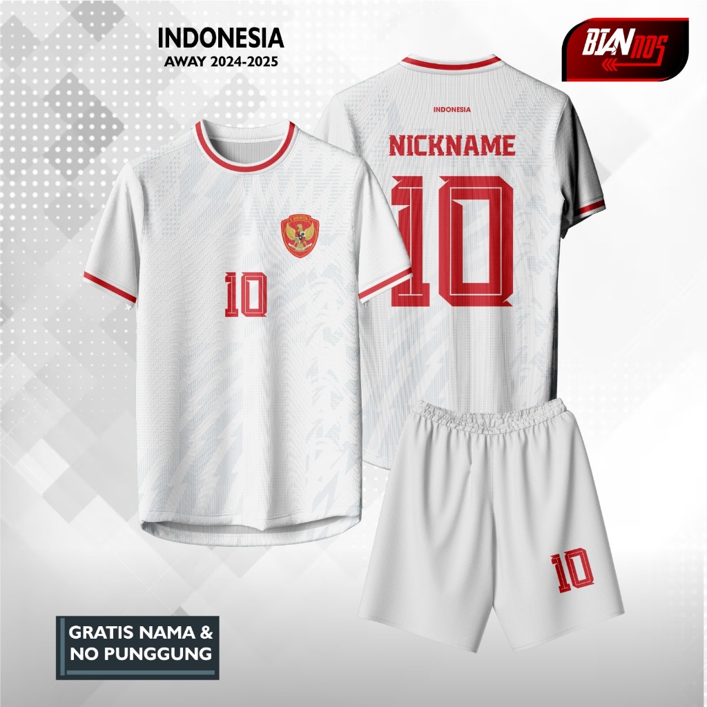 JERSEY BOLA TIMNAS INDONESIA AWAY TERBARU 2024/2025 REPLIKA FULL PRINTING (GRATIS CUSTOM NAMA DAN NO