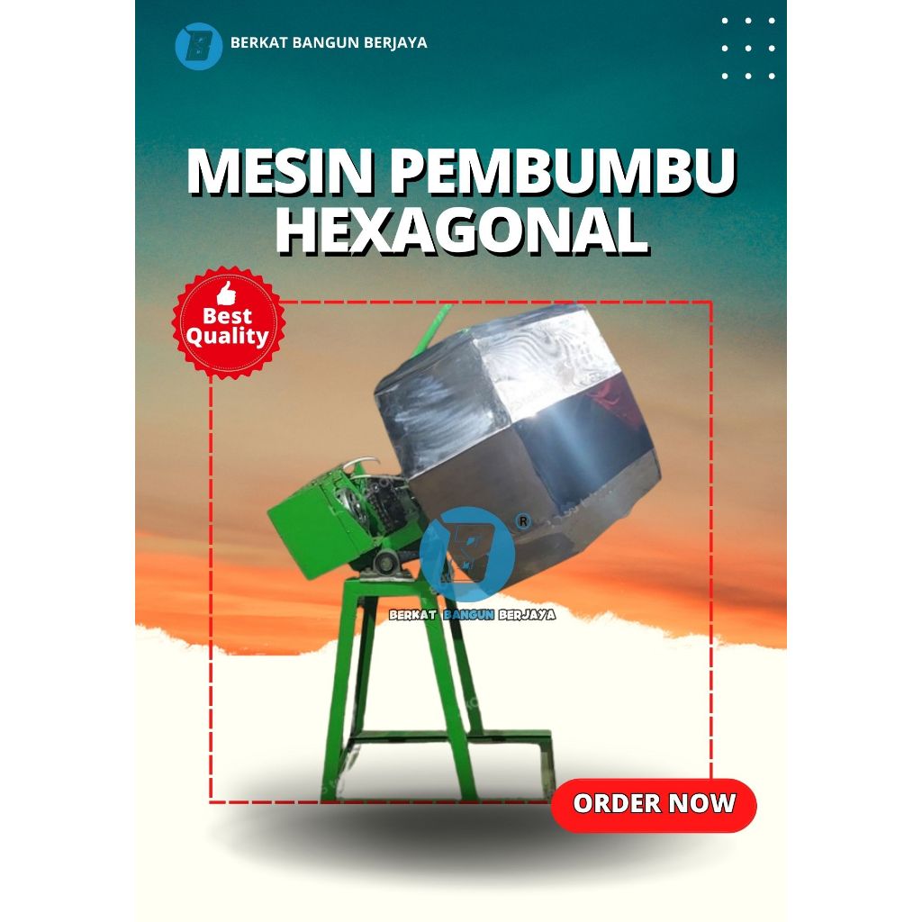 Mesin Pencampur Bumbu Keripik dll. Mesin Pembumbu Hexagonal