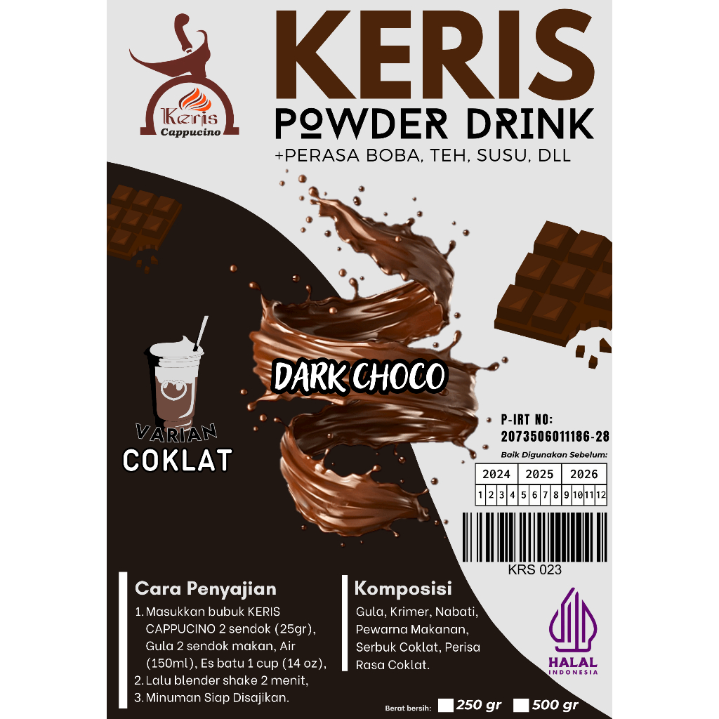 

Dark Choco Serbuk Minuman Rasa 500 gr