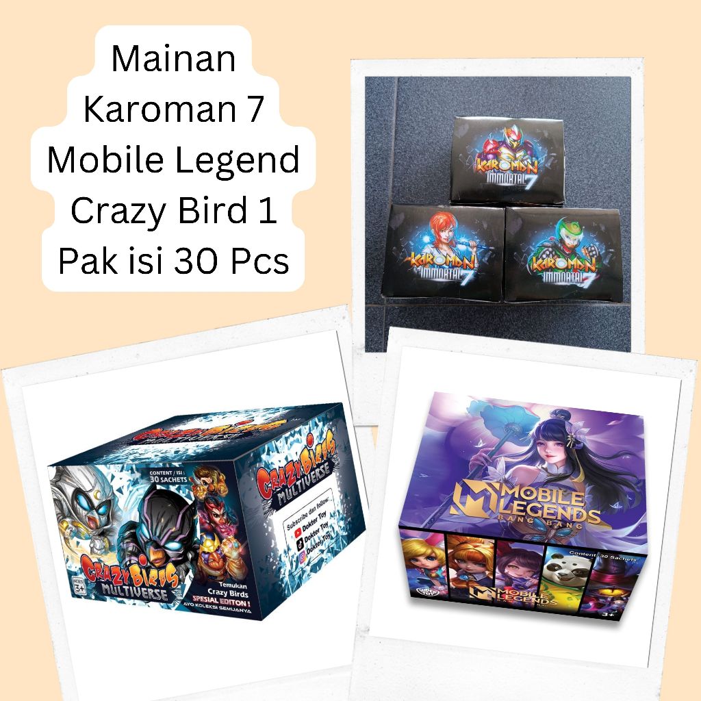 MAINAN KAROMAN 7 CRAZY BIRD MOBILE LEGENDS STIKER BUSA GAMBAR TEMPEL 1 PAK ISI 30 PCS