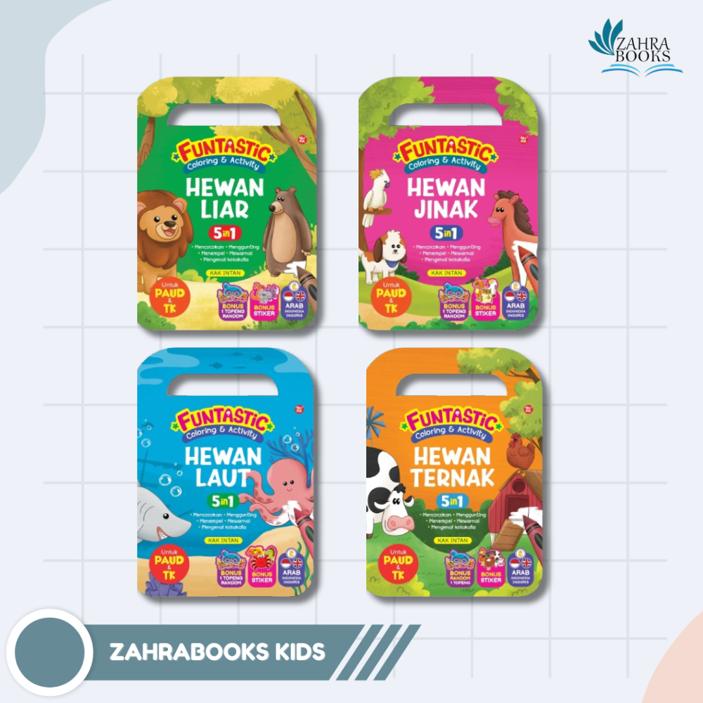 FUNTASTIC COLORING AND ACTIVITY HEWAN JINAK, HEWAN LAUT, HEWAN LIAR, HEWAN TERNAK by Kak Intan - Wah