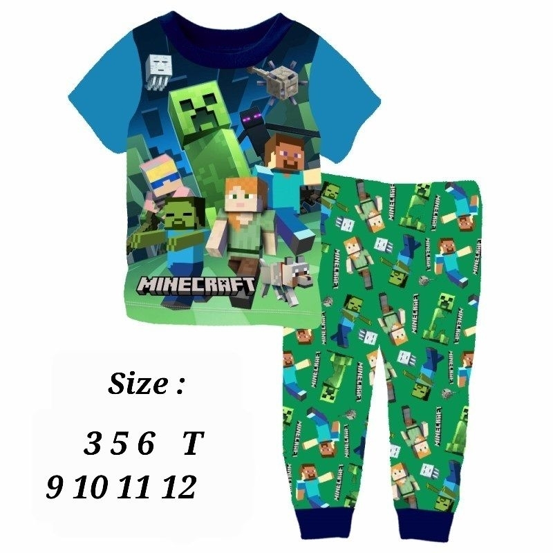 Piyama Baju tidur cuddle Me anak minecraft