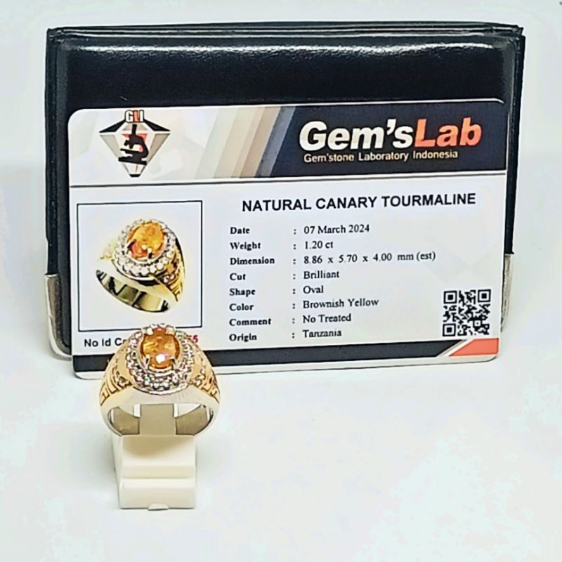 ✓ hrg OBRAL] Cincin Natural Canary Tourmaline  + Memo