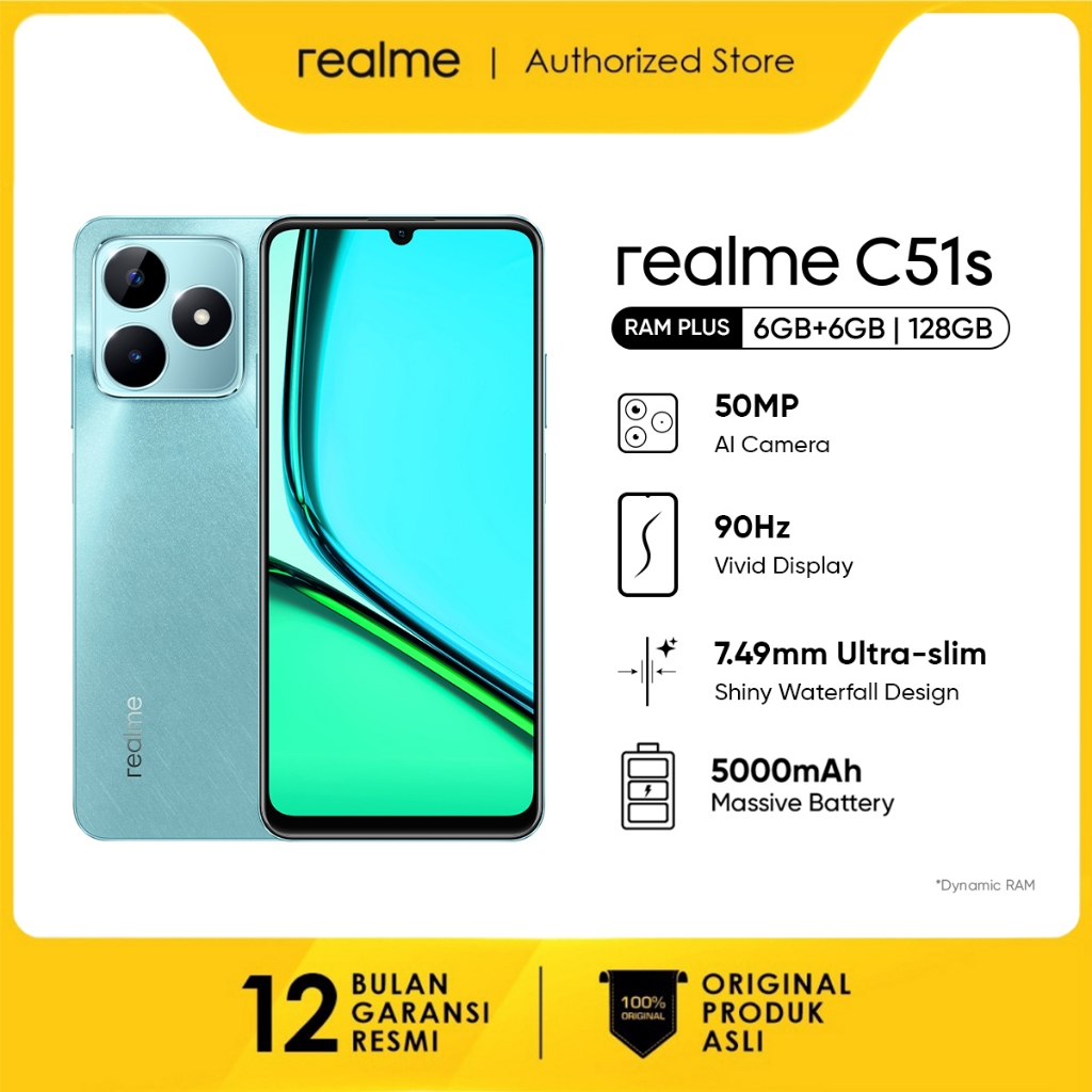 realme C51/C51S   4GB*4GB+128GB | 50MP AI Camera | 33W SUPERVOOC Charge | 5000mAh Massive Battery | 90Hz Display |  Mini Capsule-Green