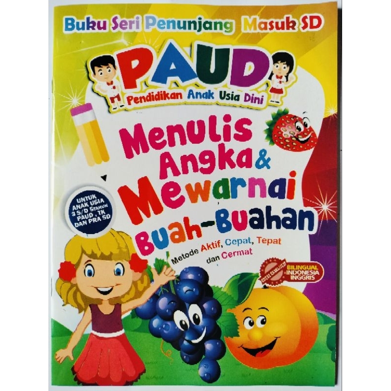 

Buku PAUD belajar menulis angka & mewarnai buah-buahan