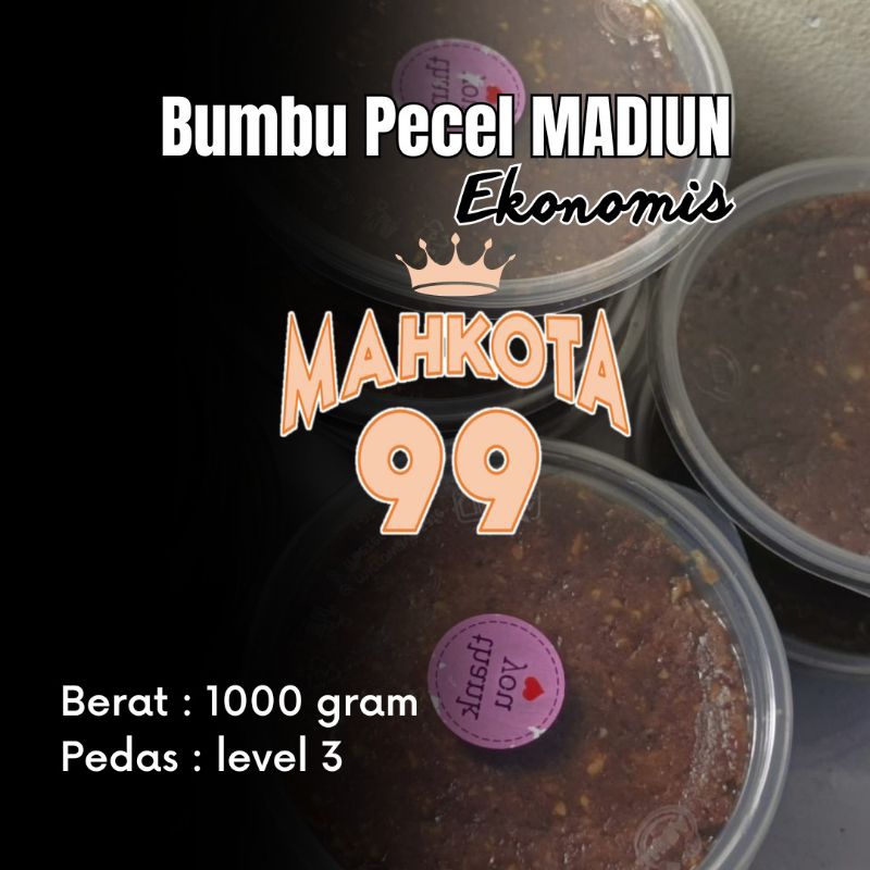 

(EKONOMIS) BUMBU PECEL RECEP MADIUN "MAHKOTA 99". BERAT 1000 GRAM. PEDAS LEVEL 3