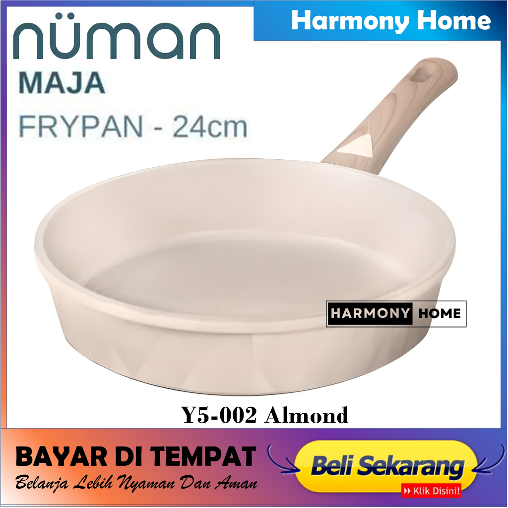 NUMAN Y5-002 Almond Frying Pan Ceramic Penggorengan Fry Pan 24 Cm Marbel Granit Bisa Kompor Induksi 