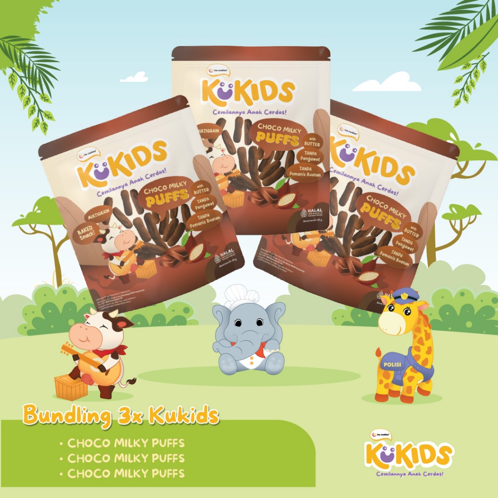 

Bundling Kukids 3 Pouch Choco Milky Puffs Cemilan Anak by Ina Cookies