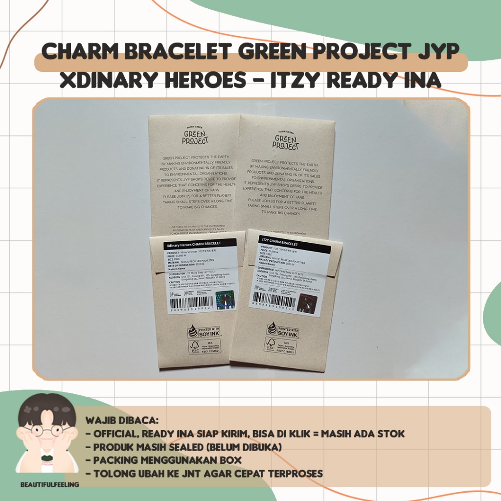 READY INA - CHARM BRACELET GREEN PROJECT GREENPRO JYP XDINARY HEROES ITZY