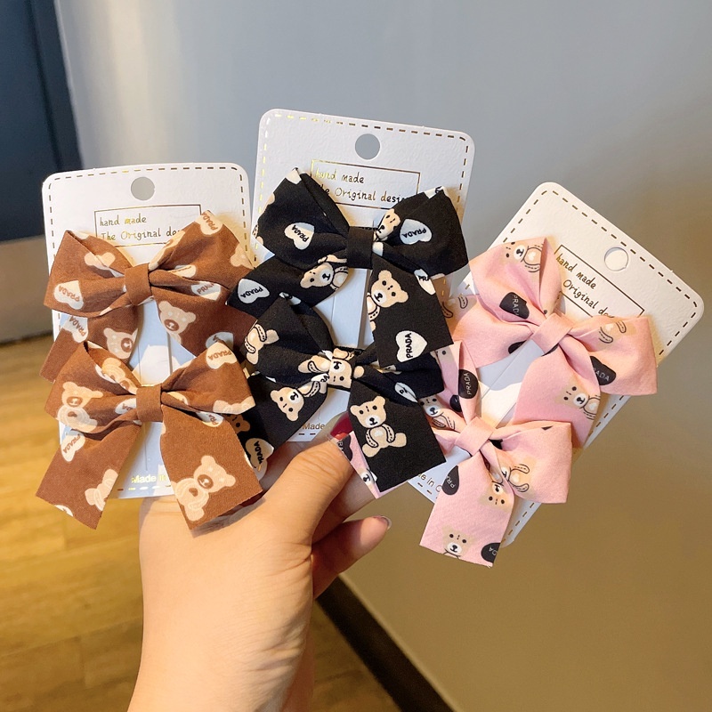 JEPITAN RAMBUT PITA ANAK 2PCS MOTIF BERUANG COKLAT / JEPIT RAMBUT PITA LUCU ANAK MODEL KOREA