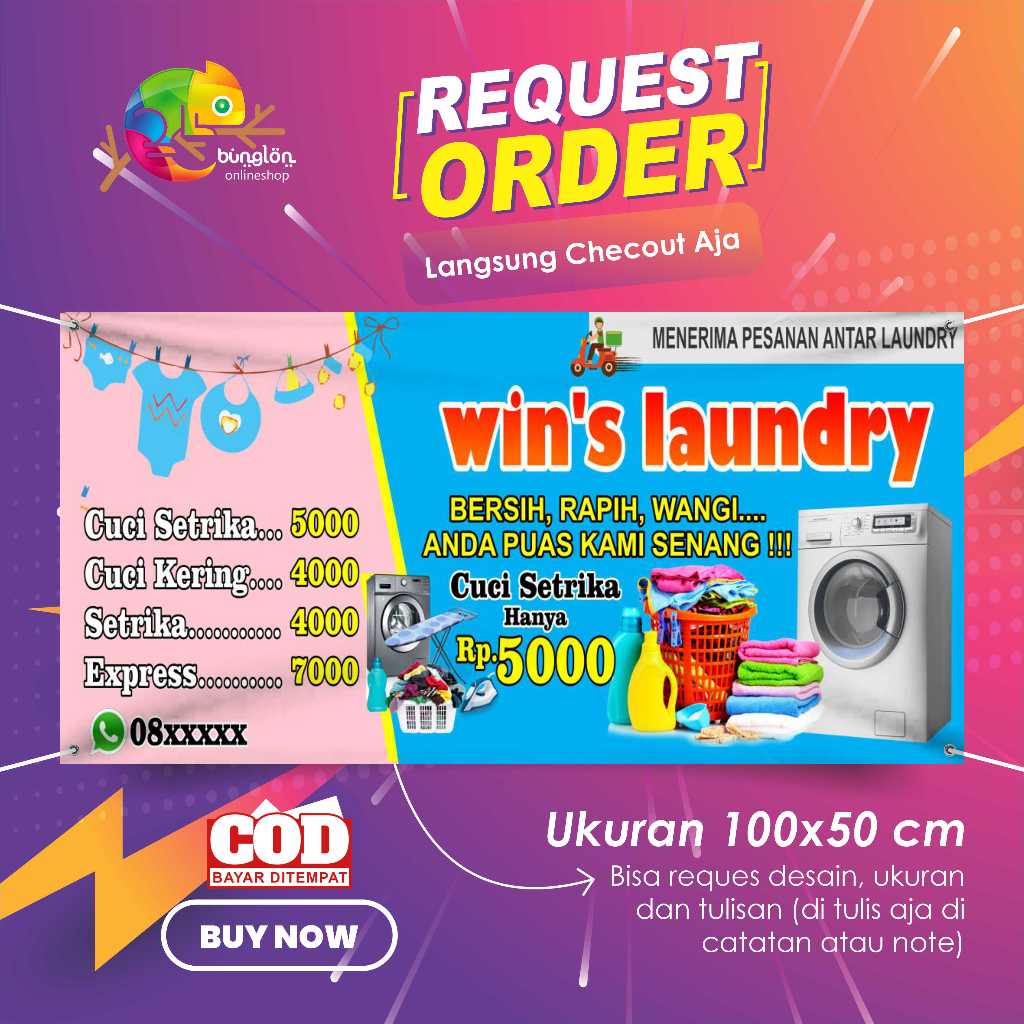 Banner 100x50 Laundry Custom Desain