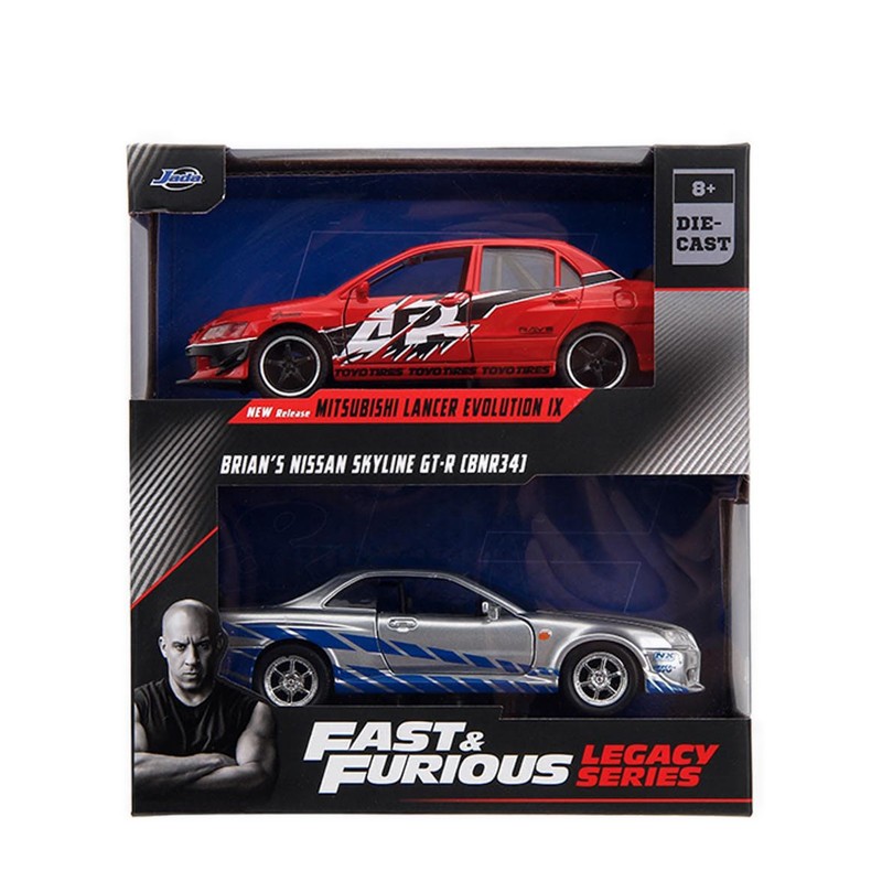 Jada 1:32 TWIN Fast Furious Mitsubishi Evo 9 N Nissan Gtr R34 Nissan Silvia S15 Toyota Supra 1993 Ho