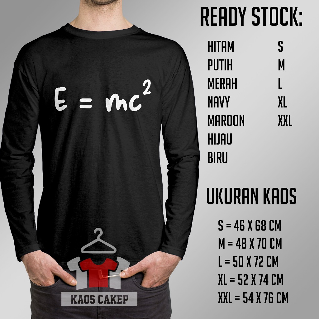 Kaos Rumus Enstein Fisika Keren Lengan Panjang Baju Distro