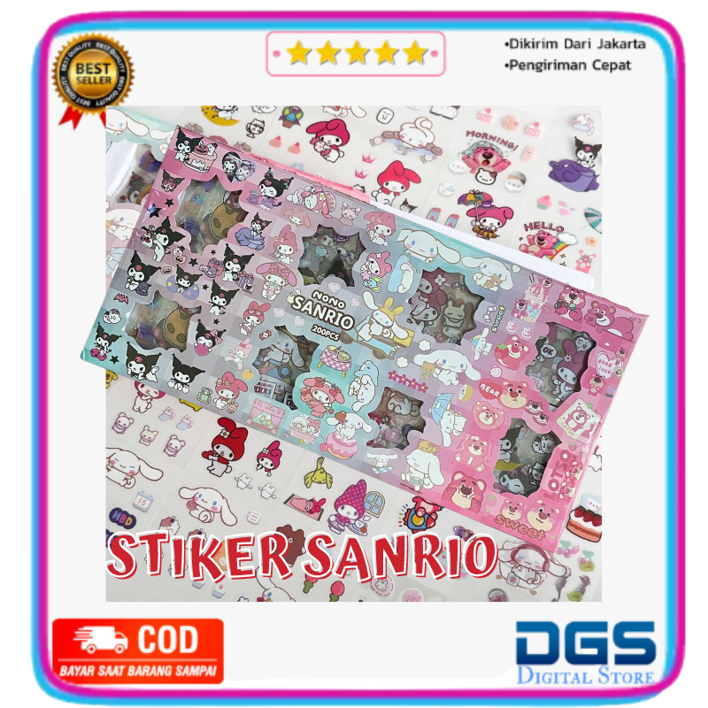 

DGS 200 Lembar Stiker Karakter SANRIO LOTSO / CINNAMOROLL / KUROMI / MY MELODY 2D Dekorasi Anime Anak