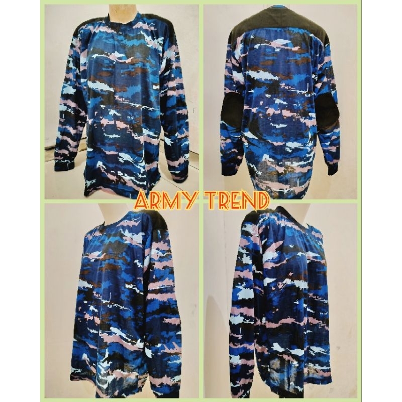 BAJU KAOS LORENG AU ARMY PRIA LENGAN PANJANG AURI / KAOS LORENG TNI AU / KAOS DECKER LENGAN PANJANG 