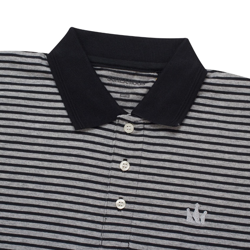 Screamous Polo Shirt Stripe WOLE BLACK MISTY