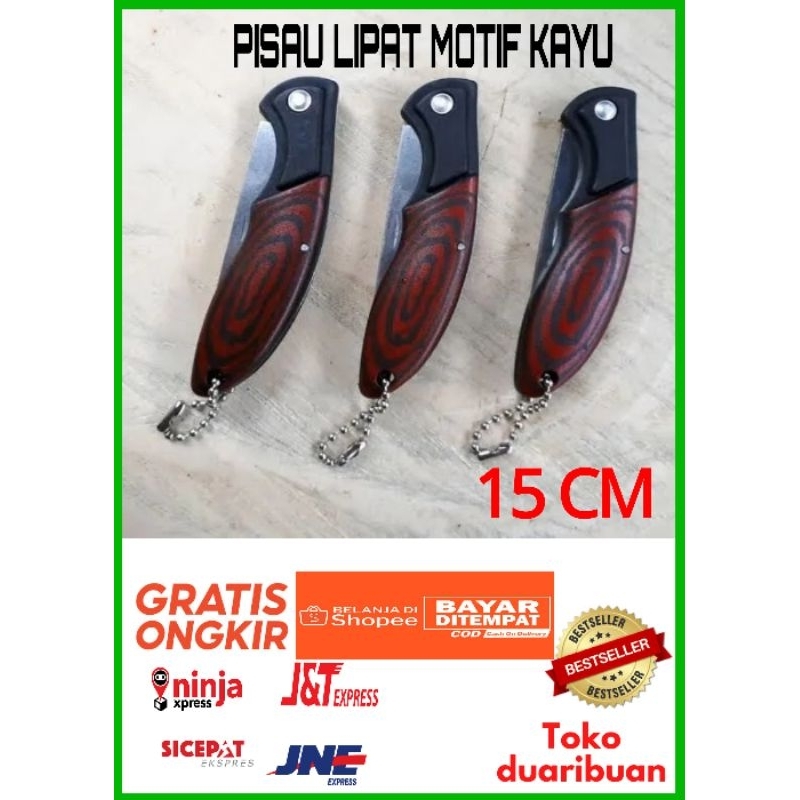 Alat Serbaguna Peso/ pisau Lipat Motif Kayu 15 CM P3008