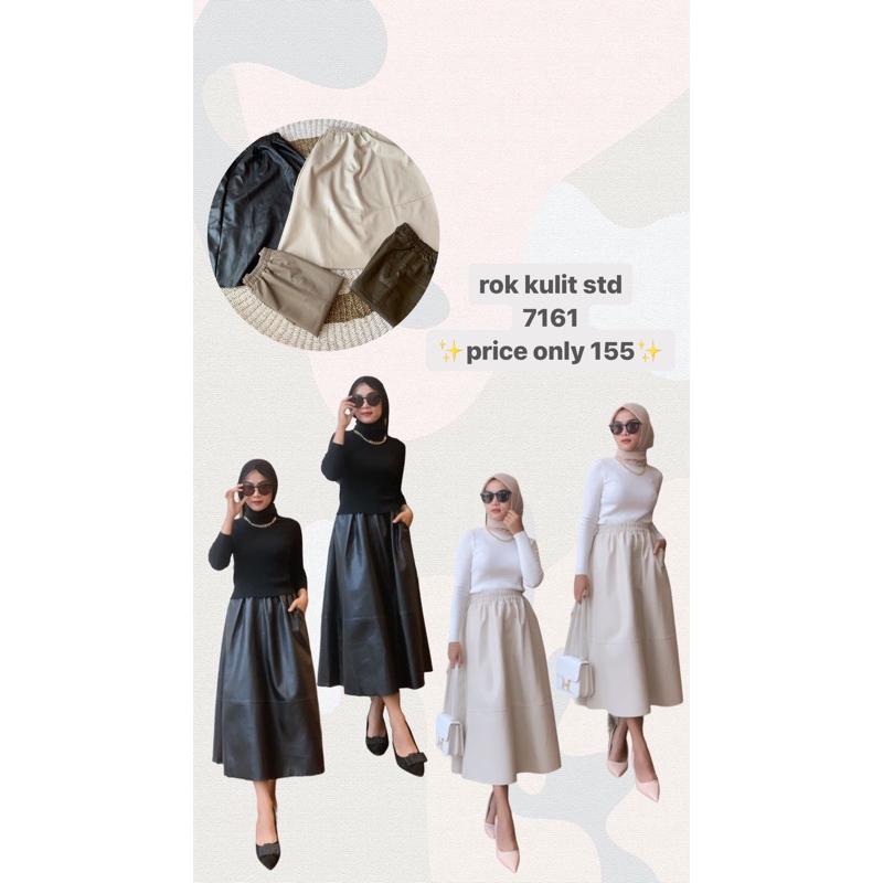 Rok kulit midi import 7151