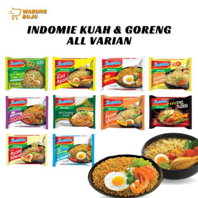 

Indomie Kuah dan Goreng ALL VARIAN rasa Soto Mie, Ayam Bawang, Kari Ayam, Ayam Spesial, Soto Banjar - 1 pcs